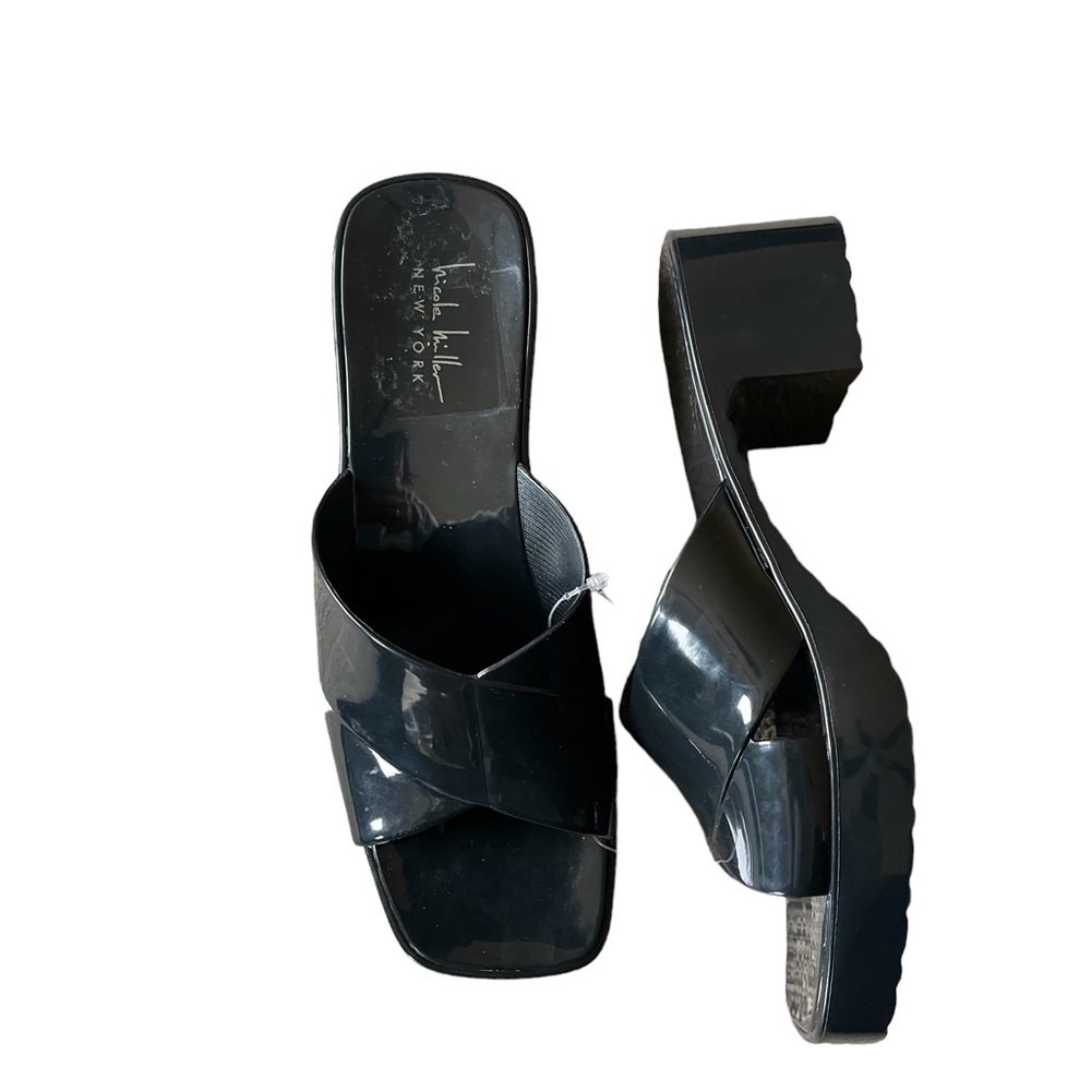 NEW NICOLE MILLER NEW YORK SLIP ON SANDAL BLACK SZ-9